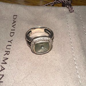 David Yurman Albion® Ring Sterling Silver w/Prasiolite & Diamonds - Size 8